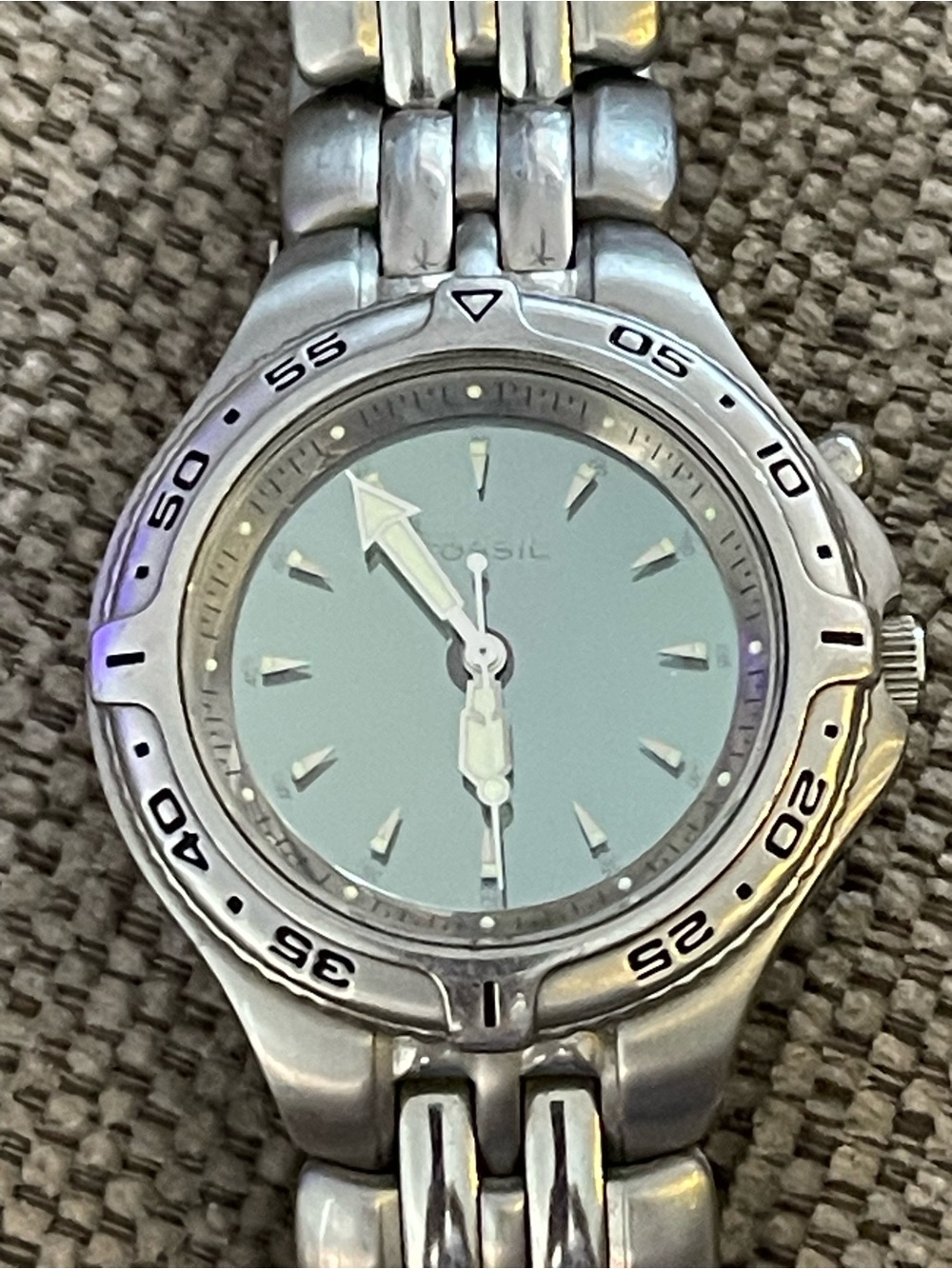 Men’s  Fossil Blue Stainless Steel Watch with Light Blue Dial